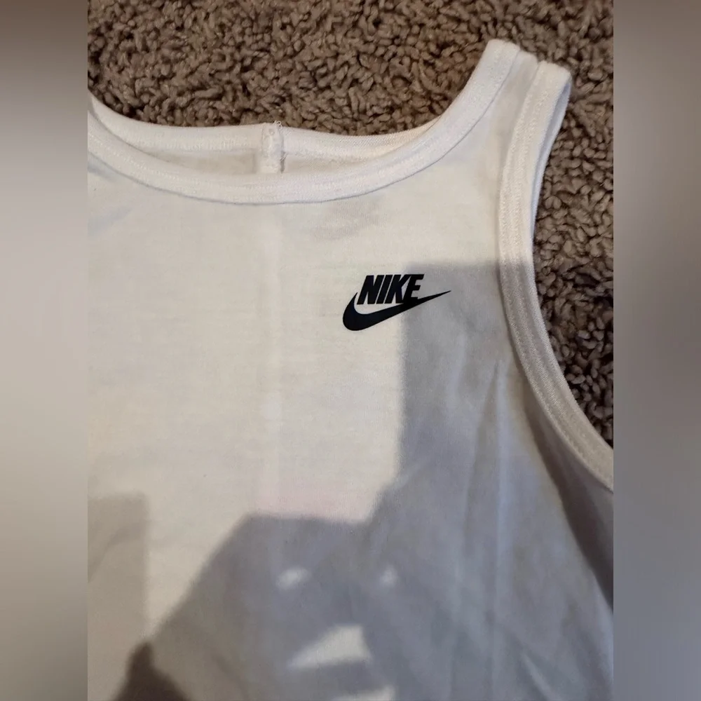 Nike White Tank with Black Swoosh Logo